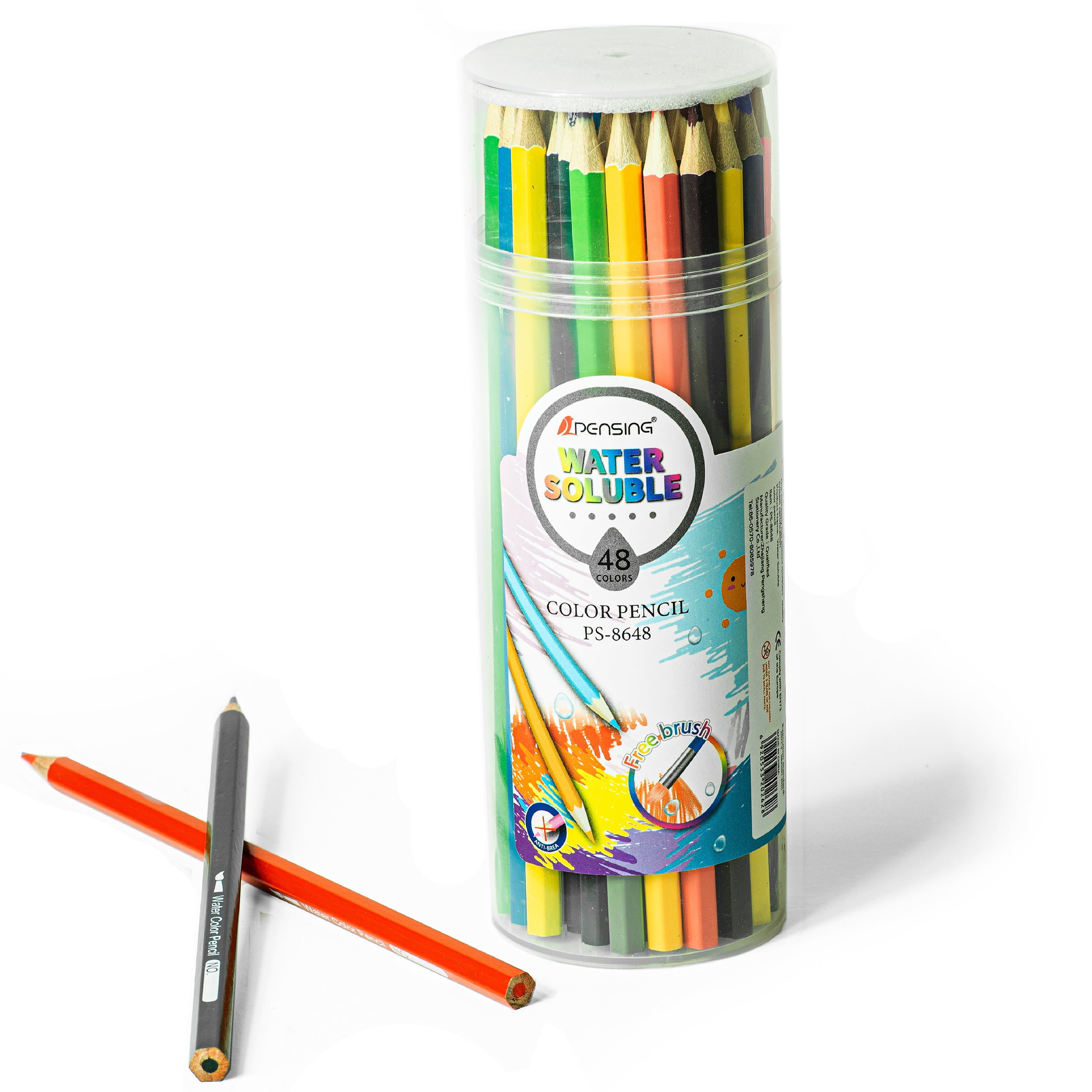 Pensing Water-Soluble Coloured Pencils, 48 Colours, Suitable all ages