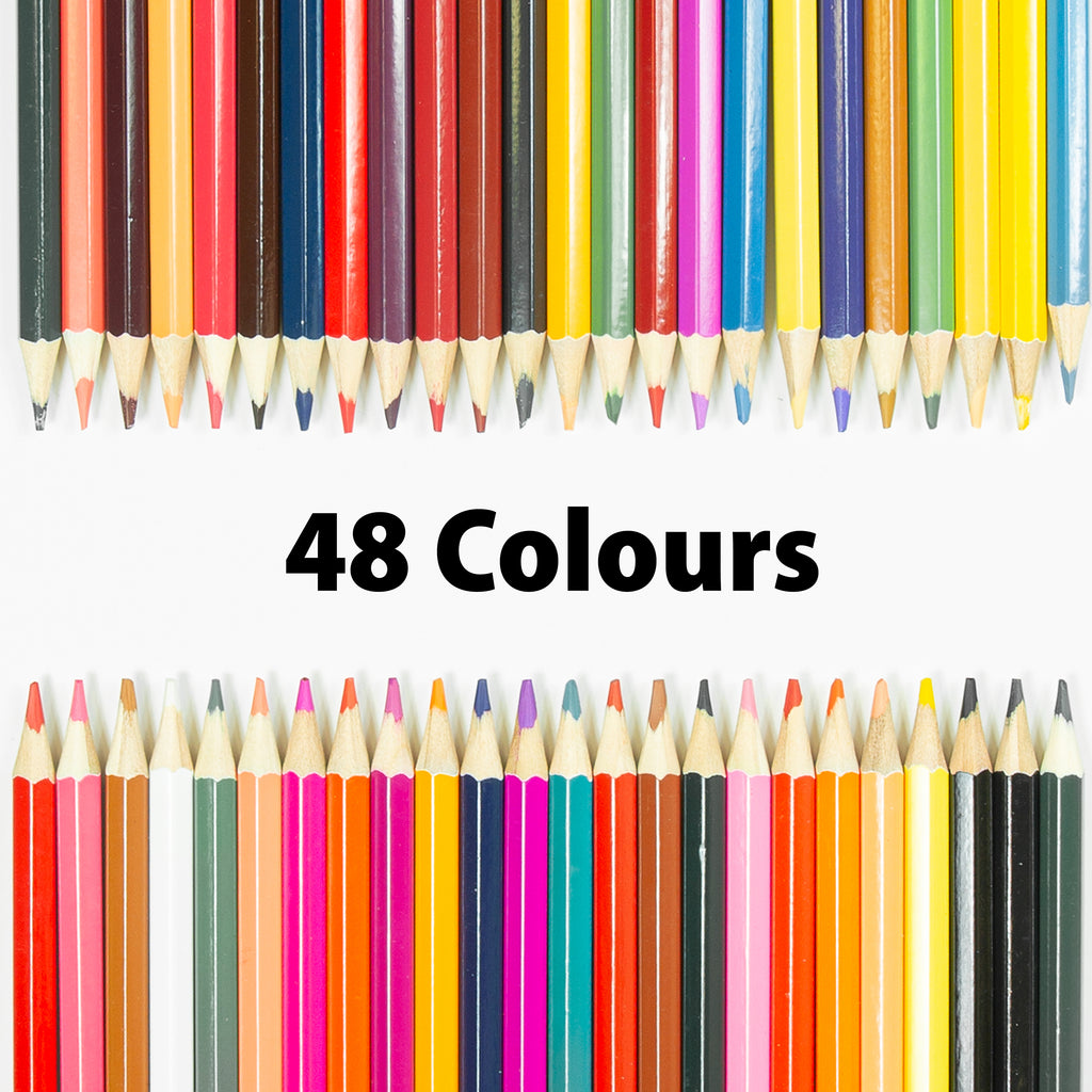 Water-Soluble Coloured Pencils, 48 Colours, Suitable all ages